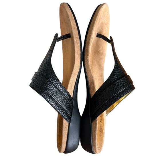 Ralph Lauren Sandals 6B Black Thong Faux Leather Slip On Summer Vacation Beachy - Picture 2 of 13